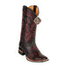 Men's King Exotic Ostrich Leg Boots – Saddle Square Toe, Black Cherry