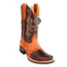 Men's King Exotic Ostrich Leg Boots With Rubber Sole & Saddle Square Toe Brown