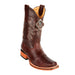 Men's King Exotic Ostrich Leg Square Toe Boots With Saddle Handmade Brown