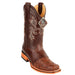 Men's King Exotic Ostrich Square Toe Boots With Saddle Handmade Brown