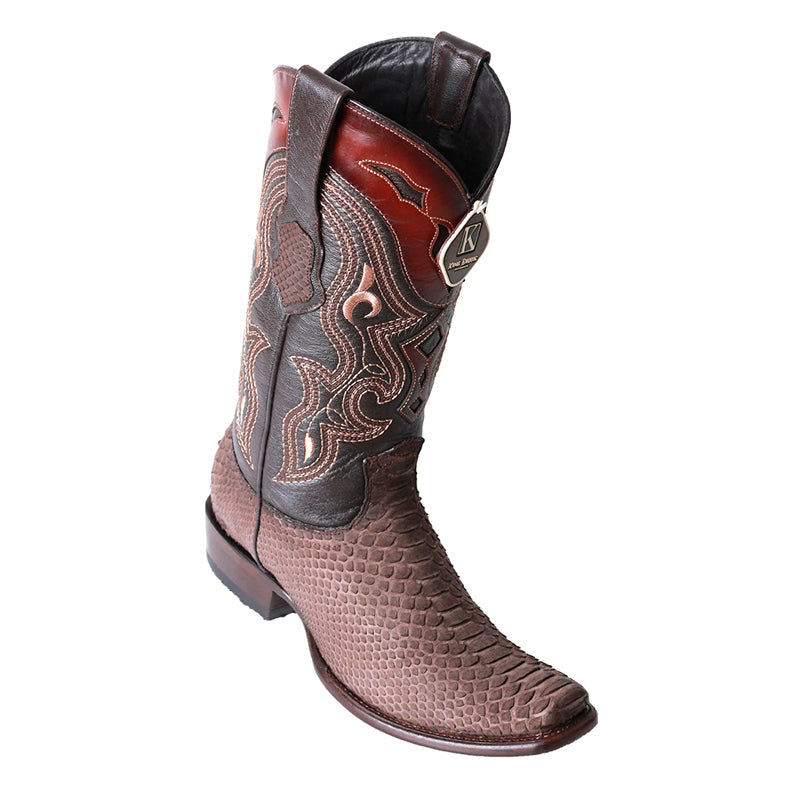 Men's King Exotic Genuine Python 3x Toe Rustic Brown Boots