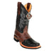 Men's King Exotic Python Boots Rubber Sole & Saddle Vamp Square Toe Black (48165705)