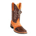 Men's King Exotic Python Boots Rubber Sole & Saddle Vamp Square Toe Brown