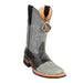 Men's King Exotic Python Boots Rubber Sole & Saddle Vamp Square Toe Gray