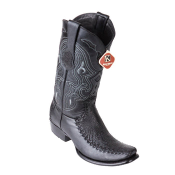 Men's King Exotic Sharkskin Boots With Deer Dubai Toe Handcrafted Black (479F0905)