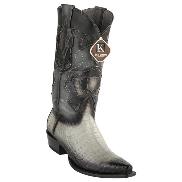 Men's King Exotic Snip Toe Caiman Belly Boots Handcrafted Brown (48178207) main image 0