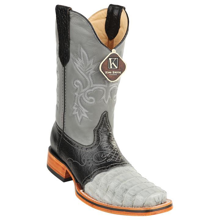 Men's King Exotic Fuscus Caiman Belly Boots With Inside Zipper Handcrafted Faded Gray  (479B8238) main image 0
