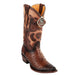 Men's King Exotic Snip Toe Full Quill Ostrich Boots Handmade Burnished Brown 494RD0316-