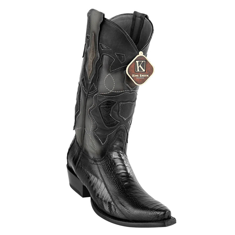 Men's King Exotic Snip Toe Eel Boots Handcrafted Black (494R0805)