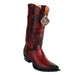 Men's King Exotic Snip Toe Ostrich Leg Boots Handcrafted Burnished Burgundy