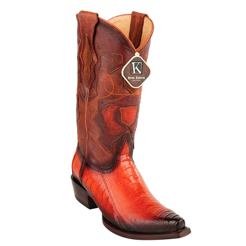 Men's King Exotic Snip Toe Eel Boots Handcrafted Burnished Gray (494RD0838)