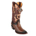 Men's King Exotic Snip Toe Teju Lizard Boots Handcrafted Burnished Brown