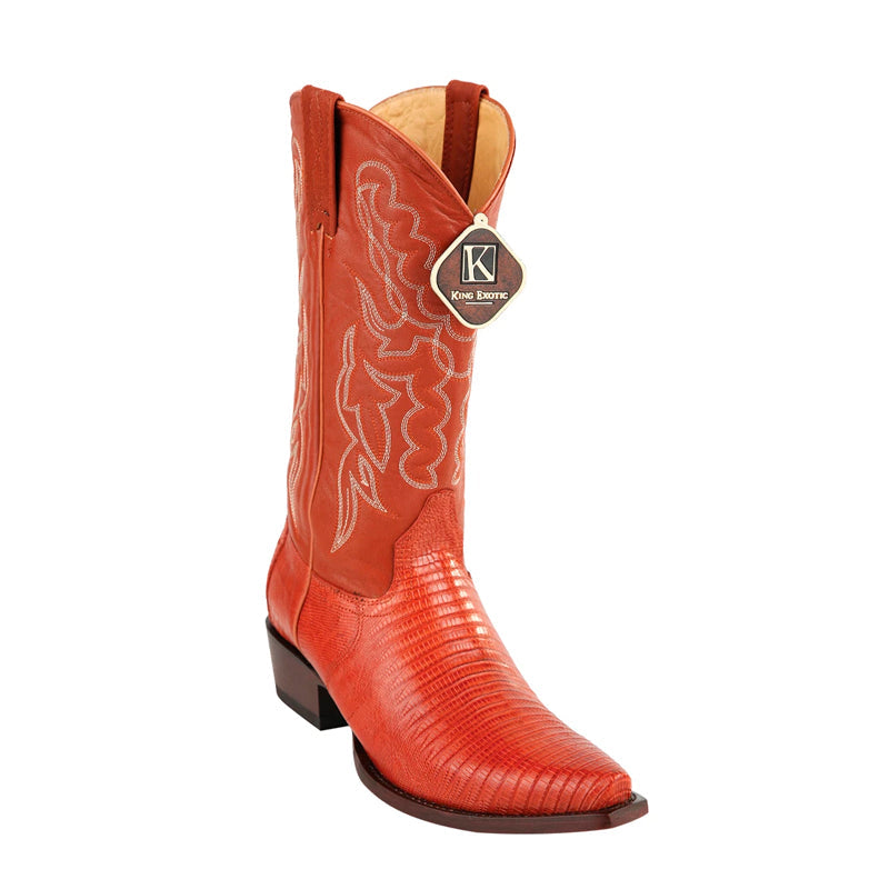 Men's King Exotic Teju Lizard Square Toe Boots With Saddle Handmade Gray (48230709) main image 1