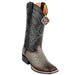 Men's King Exotic Square Toe Full Quill Ostrich Boots Handmade Burnished Gray
