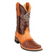 Men's King Exotic Square Toe Ostrich Boots Rubber Sole & Saddle Brown (48160307) Boots by King Exotic
