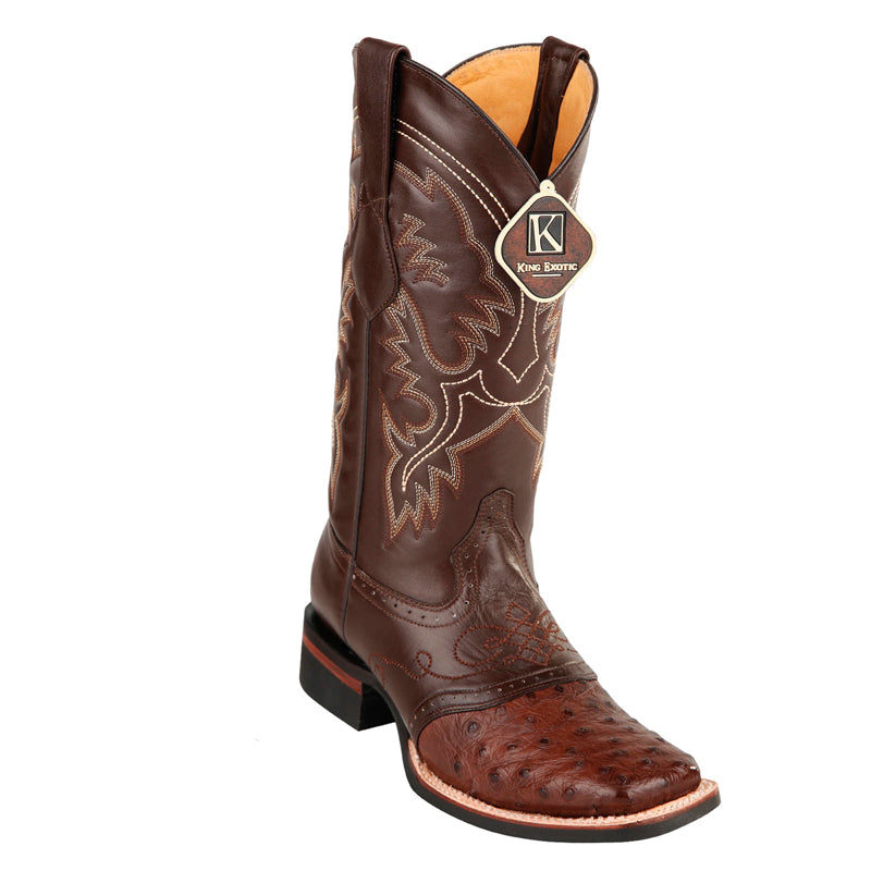 Men's King Exotic Python Boots Rubber Sole & Saddle Vamp Square Toe Natural (48165749) main image 1