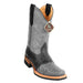 King Exotic Men's Square Toe Ostrich Boots Rubber Sole Saddle Gray
