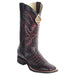 Men's King Exotic Square Toe Smooth Caiman Boots Rubber Sole Black Cherry