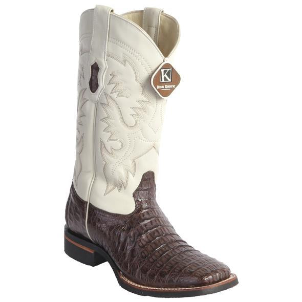 Men's King Exotic Wide Square Toe Caiman Boots Handmade Black Cherry 48221718 main image 0