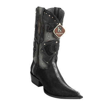 Men's King Exotic Stingray Boots 3x Toe Handcrafted Black (495v1105)