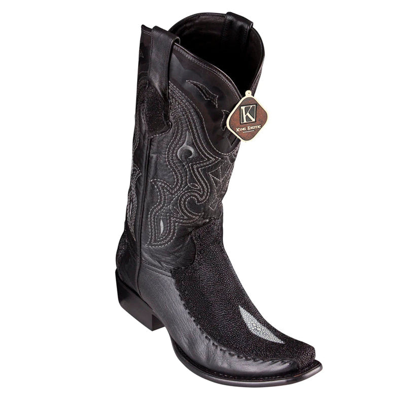 Men's King Exotic Ostrich Boots With Deer Dubai Toe Handcrafted Black (479F0305)