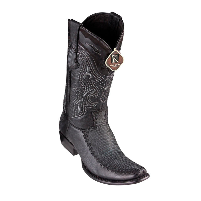 Men's King Exotic Teju Lizard Square Toe Boots With Saddle Handmade Brown (48230707) main image 1