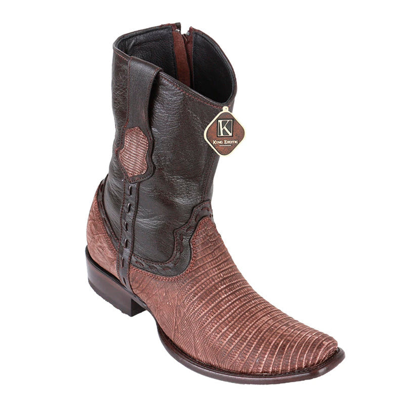 Men's King Exotic Boots Teju Lizard Boots 3x Toe Handcrafted Brown Burnished  (495v20707) main image 0