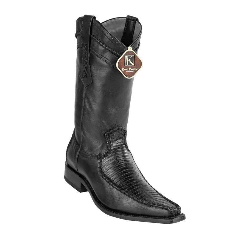 Men's King Exotic Teju Lizard 3x Toe Boots Handcrafted Brown Burnished main image 1