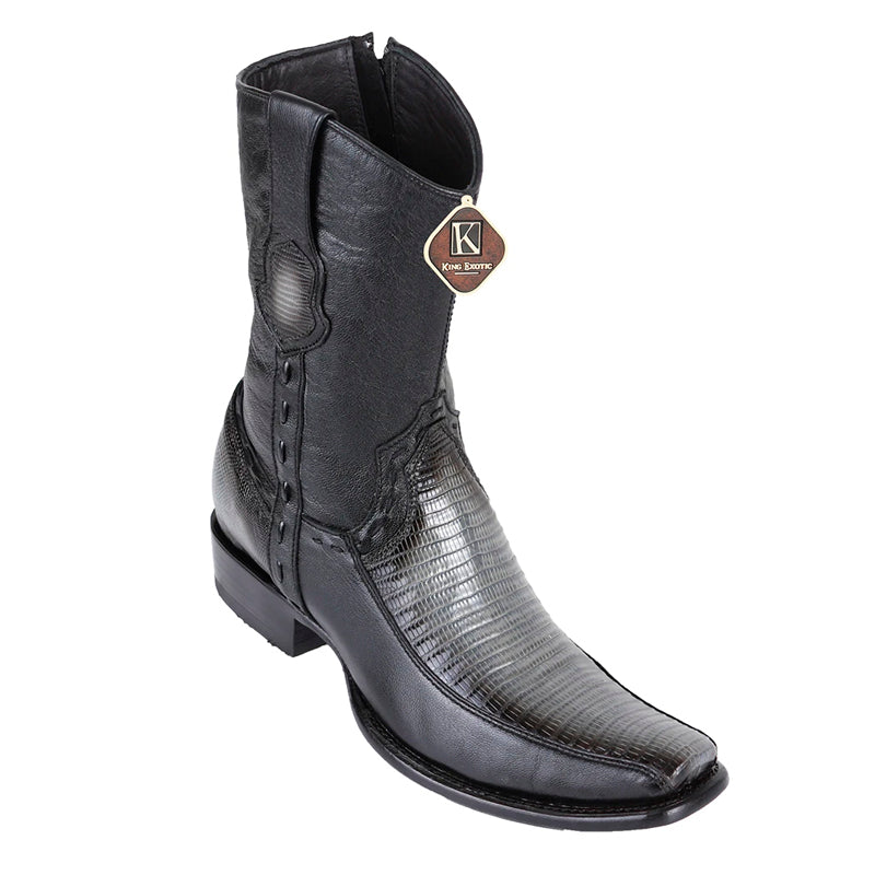 Men's King Exotic Python Boots With Deer Dubai Toe Handcrafted Black Suede Finish main image 0