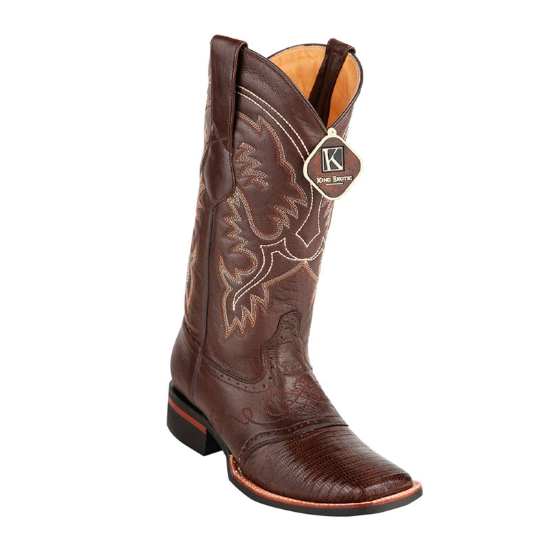 Men's King Exotic Teju Lizard Boots 3x Toe Cognac