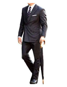 Men's Kingsman Double Breasted Grey Peak Lapel Button Closure Suit