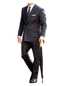 Men's Kingsman Double Breasted Grey Peak Lapel Button Closure Suit