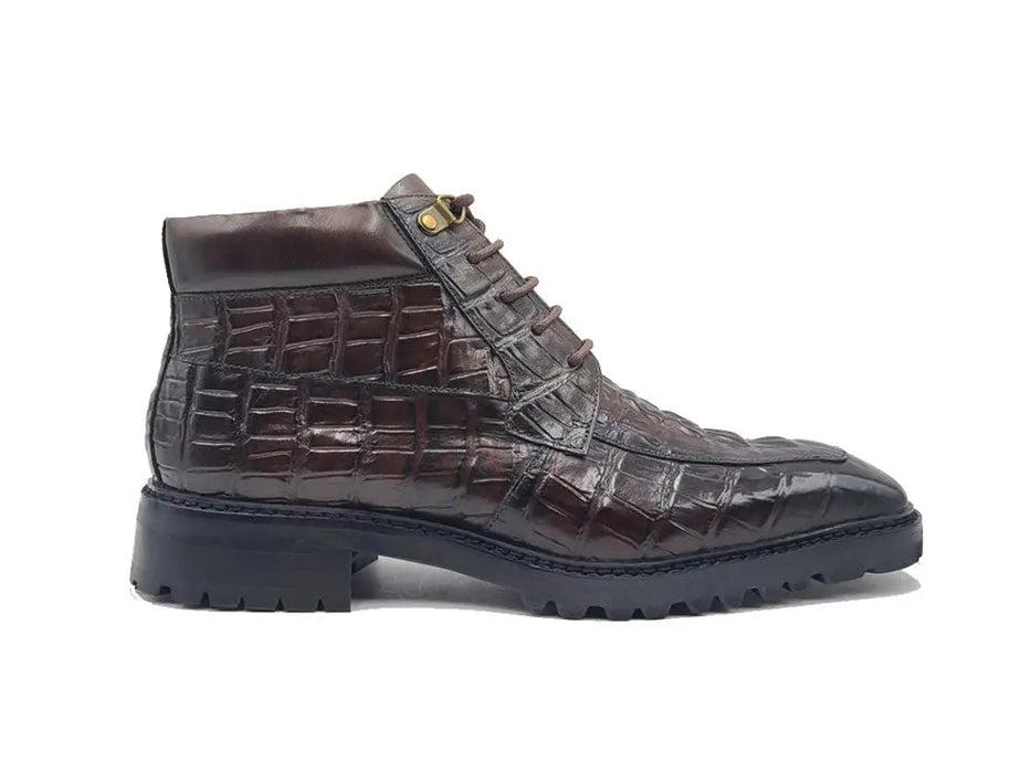 Men's Lace-up Boots Alligator Embossed