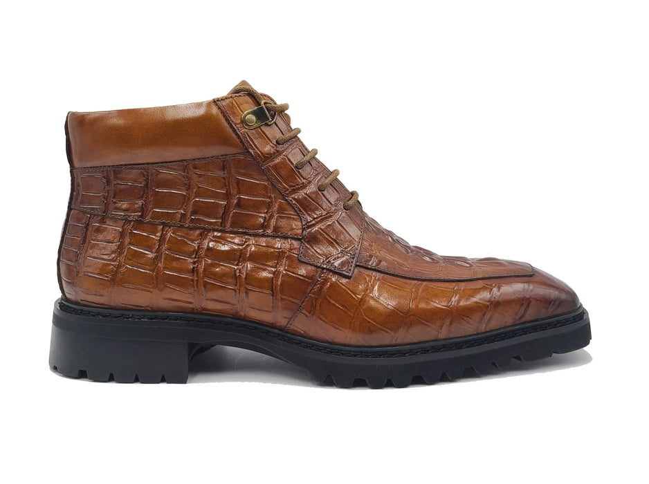 Men's Lace-up Boots Alligator Embossed