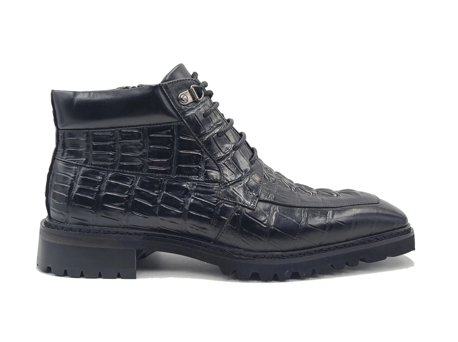 Men's Lace-up Boots Alligator Embossed