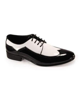 Men's Lace up Wingtip Tuxedo Men's Tuxedo Dress Shoe For Men Perfects for Weddings Black and White Dress Tuxedo