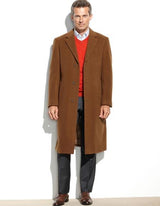 Vitali Vicuna Light Brown - Dark Camel Light Brown & Rust ~ Copper Color Vicuna Light Brown - Dark Camel Color Men's Dress Coat 48 Inch Long Overcoat ~ Long Men's Dress Topcoat - Winter coat