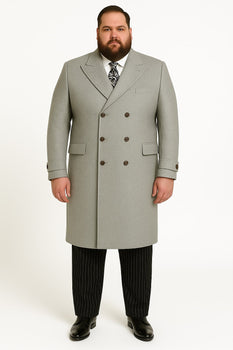 Mens Light Gray Double-Breasted Wool Overcoat – Classic Long Dress Coat for Winter - Image 4