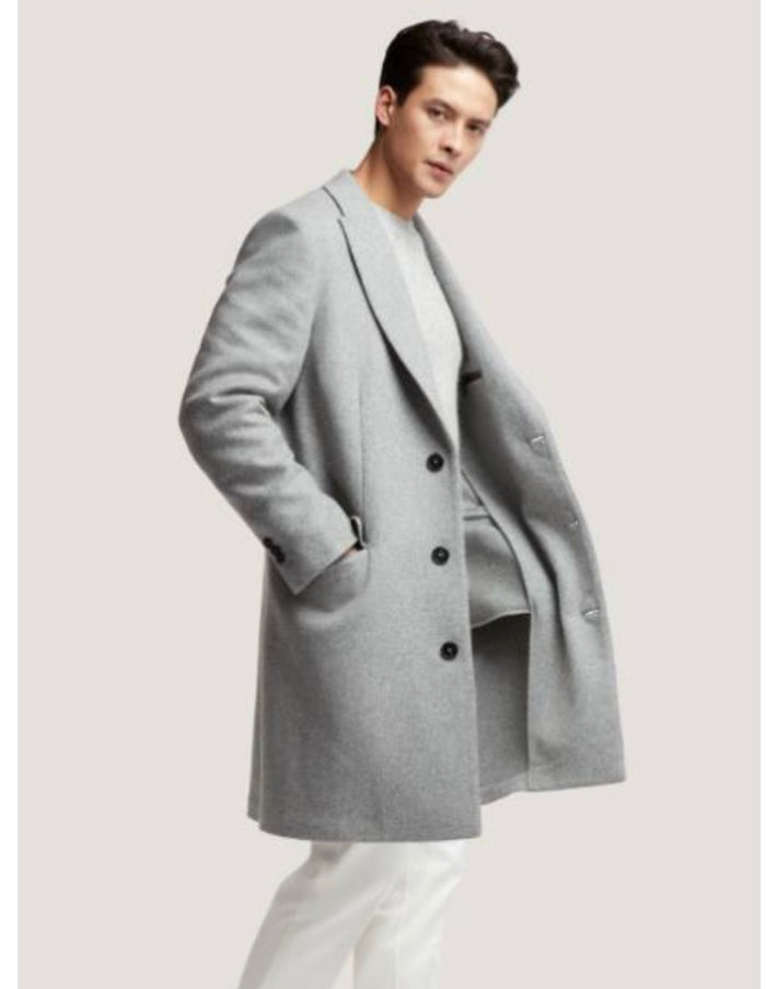 Mens Light Gray Wool Overcoat – Classic Single-Breasted Winter Coat - Image 4