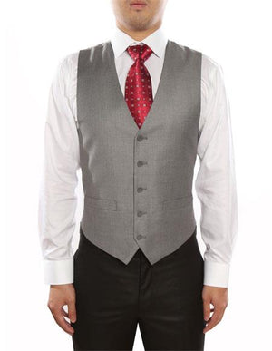 Men's 5 Button Light Grey Classic Fit Fully Lined Vest
