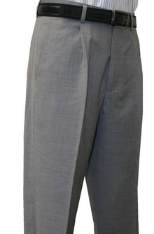 Roma-Classic Fit Pleated Front 1 Pleated Pant 1/4 Top Pocket+2 Back Pockets w/Lining Light Grey unhemmed unfinished bottom - Cheap Priced Dress Slacks For Men On Sale