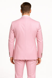 Mens Light Pink Double-Breasted Suit with Gold Buttons – 2-Piece Slim Fit Set - Image 2