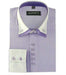 Long Sleeve Lilac White Collar Two Toned Contrast Two Tone Striped Standard Cuff White Collared Contrast Men's Dress Shirt