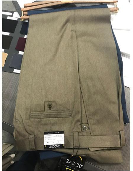 Zacchi Men's Mocca ~ Taupe ~ Slate Color Dress Men's Wide Leg Trousers