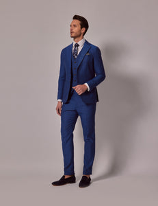 Mens Linen Suit For Beach Wedding - Summer Suit in Royal Blue Slim Fit