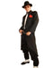 Men'S Liquid Jet Black Fashion Long Zoot Suit + Shirt & Tie & Hat