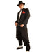 Men'S Liquid Jet Black Fashion Long Zoot Suit + Shirt & Tie & Hat