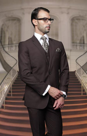 Men'S Solid Brown Wool Italian XL Jacket