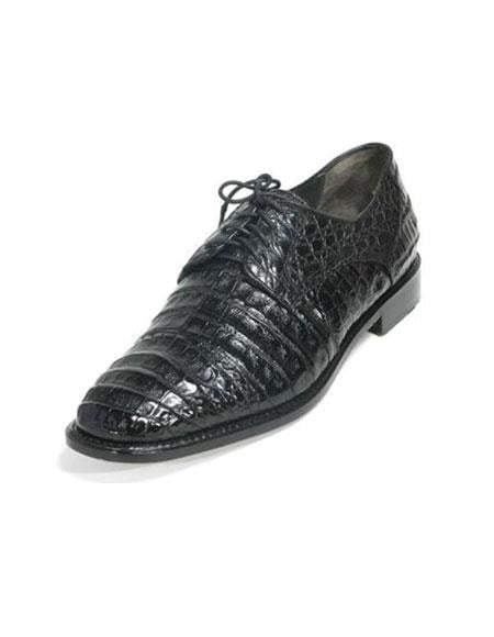 Men's Los Altos Genuine Caiman Belly Cap Toe Shoes in Black