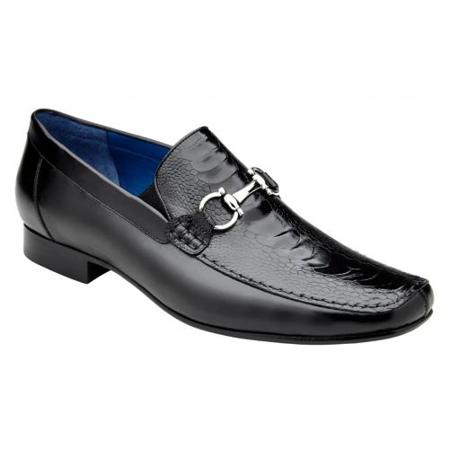 Men's Luxury Ostrich Leg Loafers | Italian Calfskin Dress Shoes | Belvedere Bruno Black